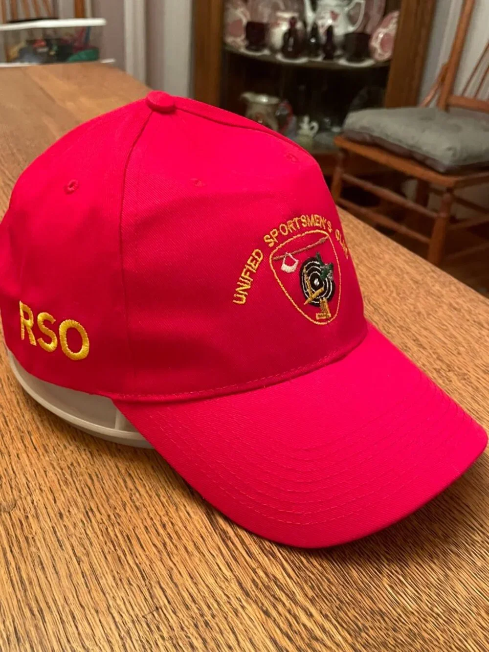Vintage Unified Sportsmen's Club Red Hook and Loop Baseball Hat Cap made in USA